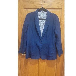 Old Navy Single Button Blue Blazer with Floral Lining, Large